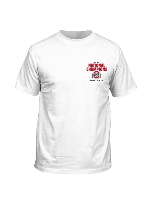 Ohio State Buckeyes White 2024 Football National Champions Brutus Stadium Short Sleeve T Shirt