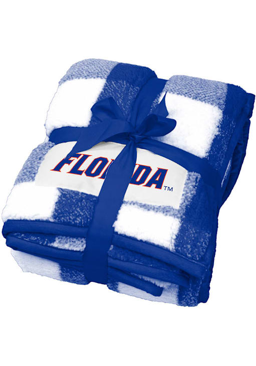 Florida Gators ROYAL Buffalo Check Frosty Sherpa Fleece Blanket