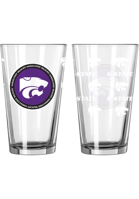 White K-State Wildcats 16 oz Clear Pint Glass