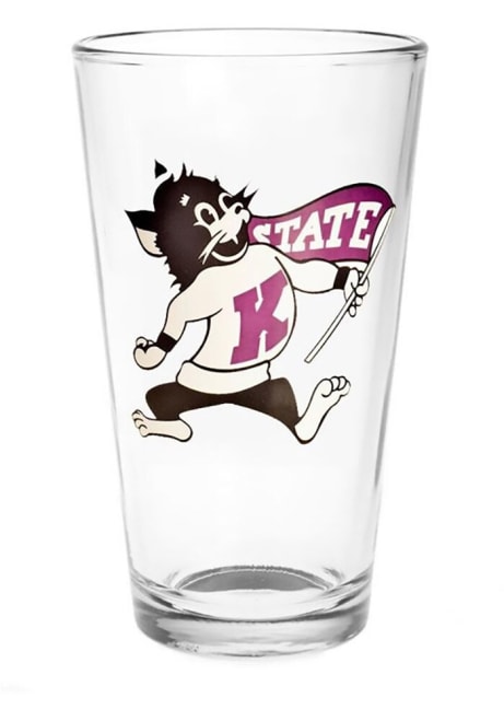 Purple K-State Wildcats Mascot 16oz Pint Glass