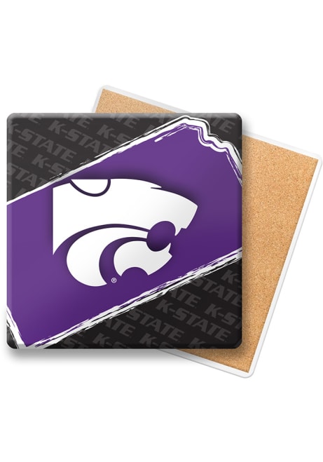 Purple K-State Wildcats State Stone Coaster