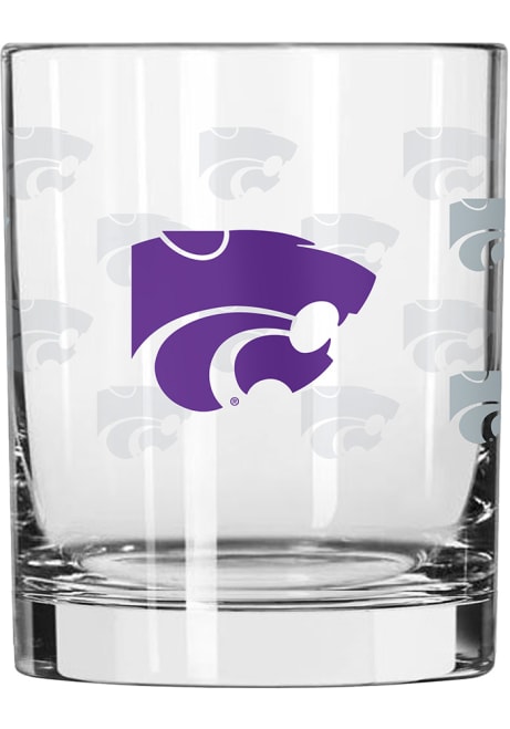 Purple K-State Wildcats Satin Etch 14oz Rock Glass