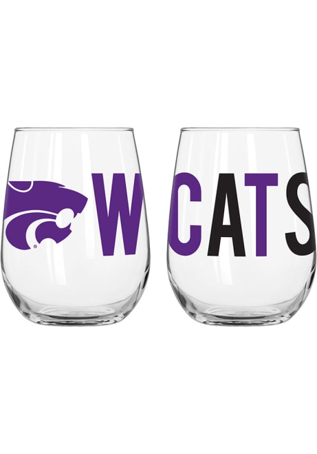 Purple K-State Wildcats 16OZ Overtime Stemless Wine Glass