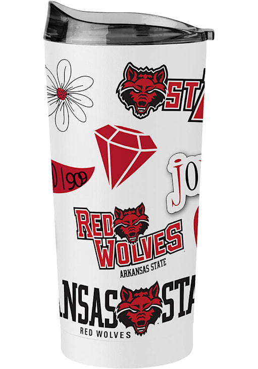 Logo Brands Arkansas State Red Wolves 20oz Native Stainless Steel Tumbler - White