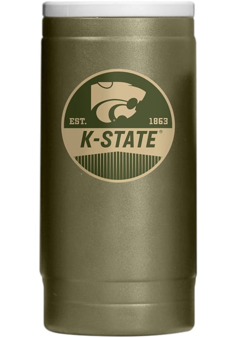 Olive K-State Wildcats 12OZ Slim Can Powder Coat Stainless Steel Coolie