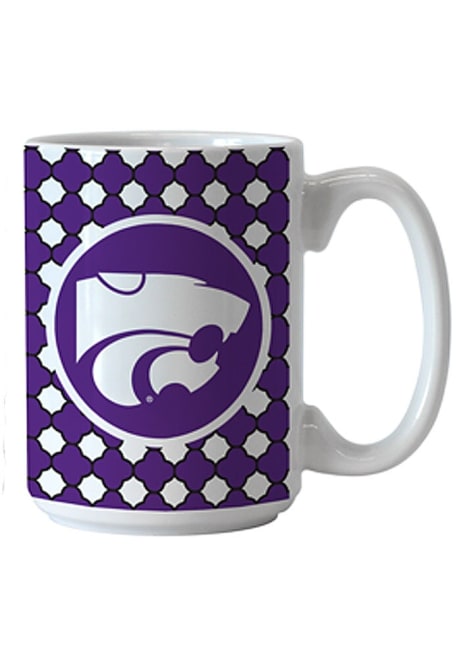 White K-State Wildcats Quatrefoil Ceramic Mug