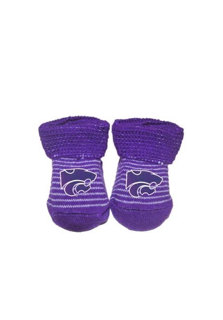 Striped K-State Wildcats Baby Bootie Boxed Set - Purple