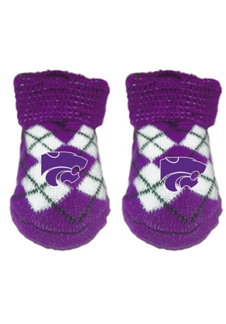 Argyle K-State Wildcats Baby Bootie Boxed Set - Purple