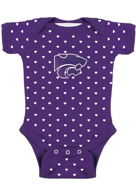 Baby Purple K-State Wildcats Heart Short Sleeve One Piece