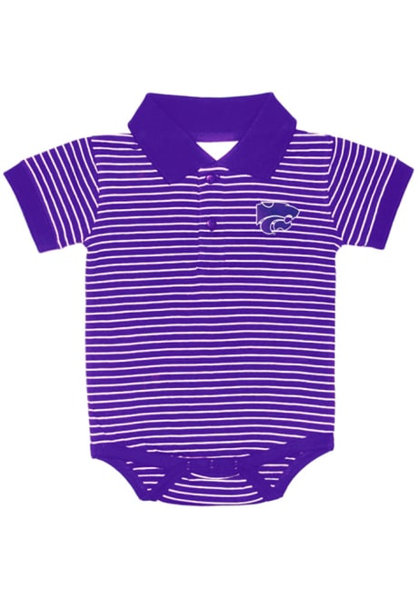 Baby Purple K-State Wildcats Stripe Jersey Golf Short Sleeve One Piece Polo