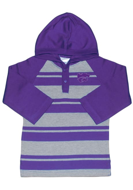 Toddler Purple K-State Wildcats Rugby Stripe Long Sleeve Hooded Sweatshirt