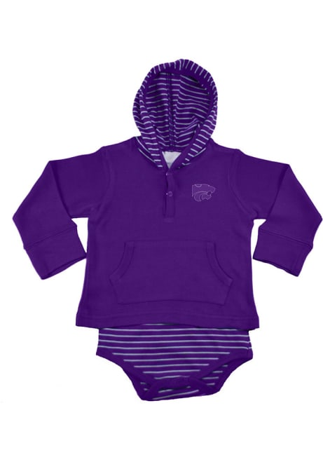 Baby Purple K-State Wildcats Thin Stripe Creeper Long Sleeve One Piece