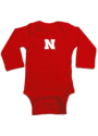 Nebraska Cornhuskers Baby Primary Logo One Piece - Red
