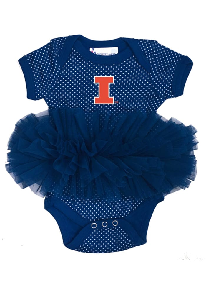 Illinois Fighting Illini NAVY Baby Pin Dot Romper