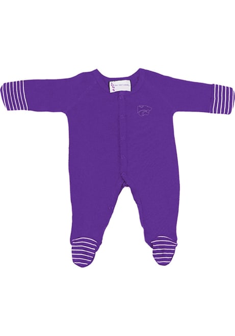 Baby Purple K-State Wildcats Striped Footie Loungewear One Piece Pajamas