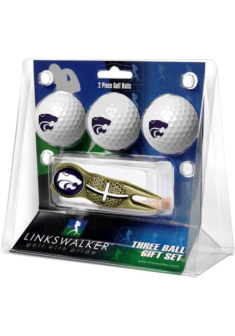 Gold K-State Wildcats Ball and Gold Crosshairs Divot Tool Golf Gift Set