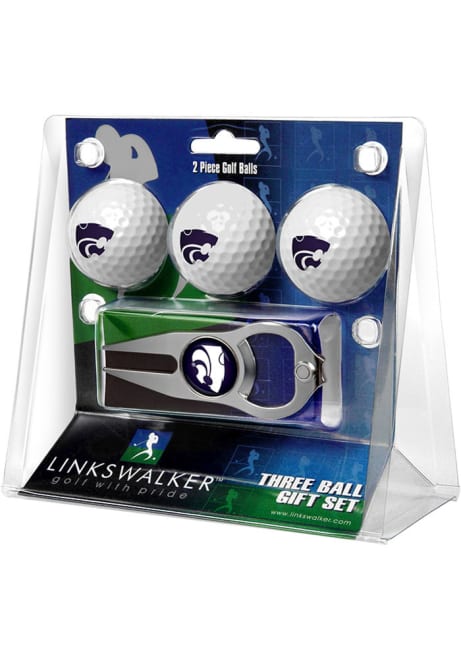 Silver K-State Wildcats Ball and Hat Trick Divot Tool Golf Gift Set
