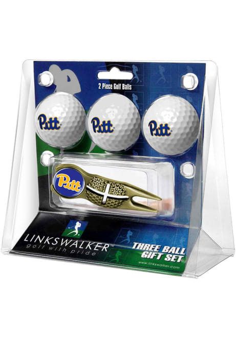 Gold Pitt Panthers Ball and Gold Crosshairs Divot Tool Golf Gift Set