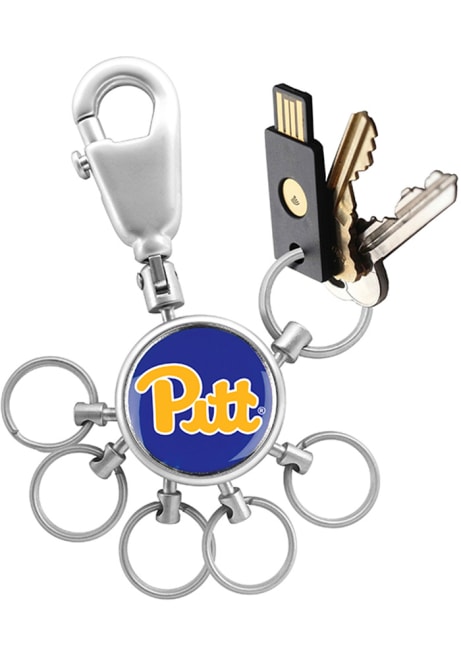 Silver Pitt Panthers 6 Ring Valet Keychain