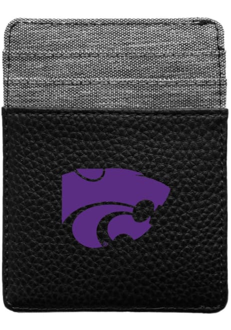 Pebble Front Pocket K-State Wildcats Mens Bifold Wallet - Black