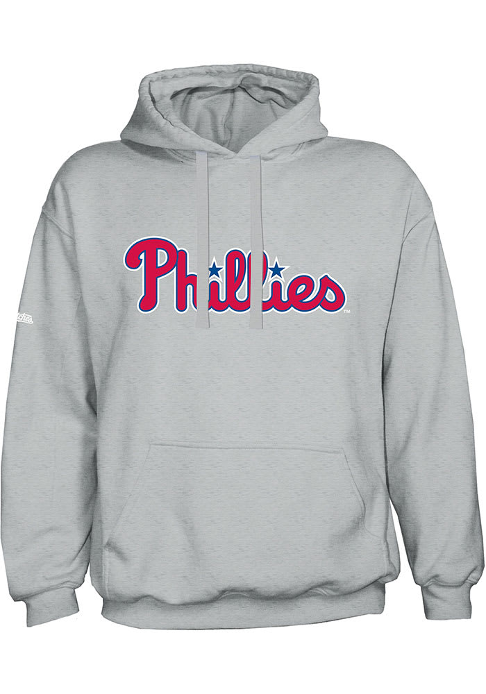 Philadelphia Phillies Mens HEATHER GREY Wordmark Hoodie - 1080068