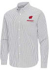 Main image for Mens Wisconsin Badgers Ash Antigua Ellis Long Sleeve Dress Shirt