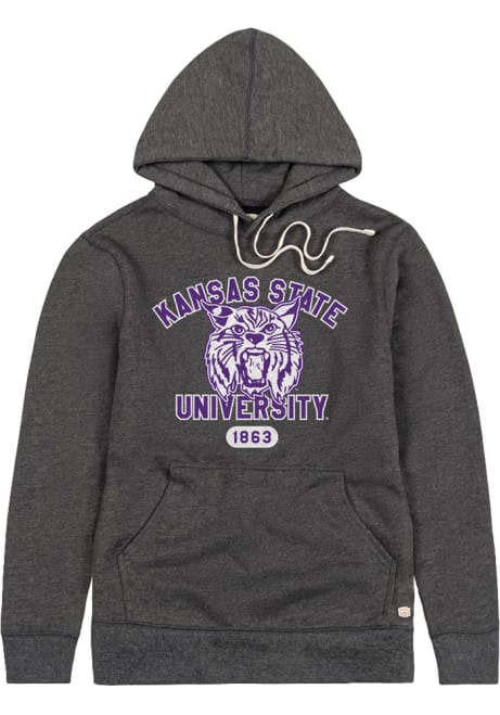 Mens K-State Wildcats Charcoal Homefield Wabash Triblend Long Sleeve Fashion Hood