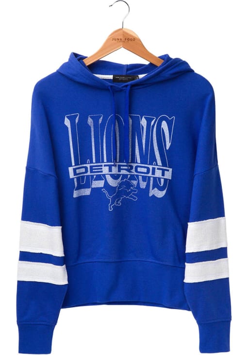Junk Food Clothing Detroit Lions Womens Blue Striped Hooded Sweatshirt