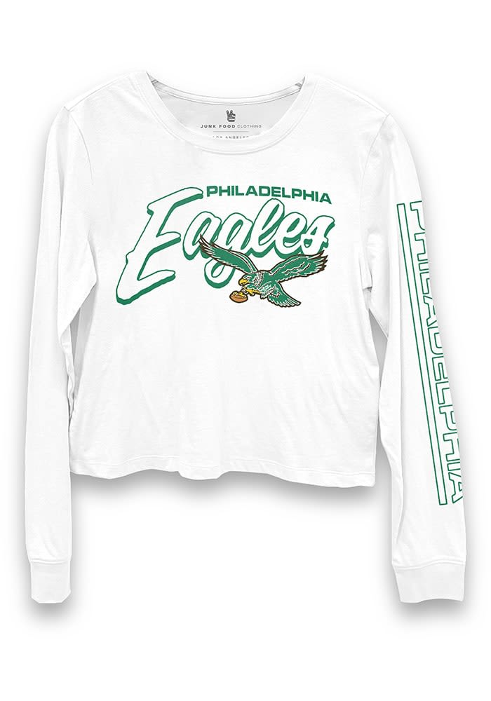 Junk Food Clothing Philadelphia Eagles Womens White Cropped
