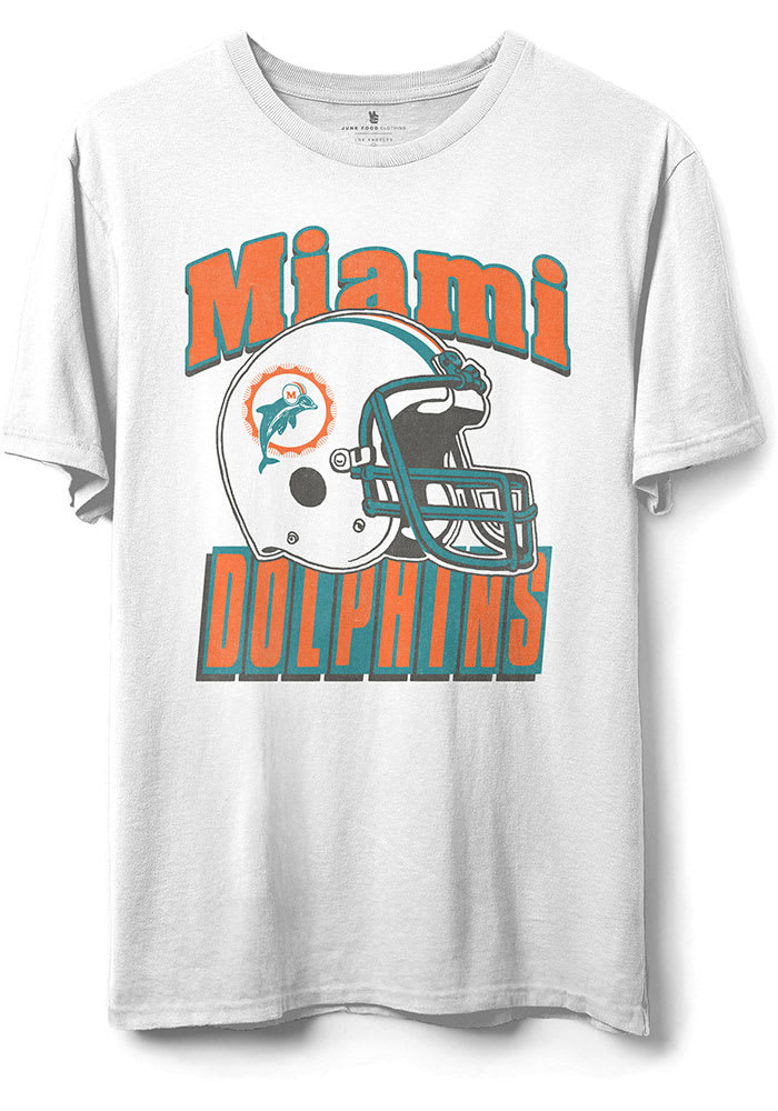 Junk Food Clothing Miami Dolphins White Throwback Helmet Short Sleeve T Shirt