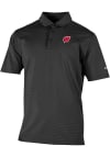 Main image for Mens Wisconsin Badgers Black Columbia Heat Seal Double Hit Short Sleeve Polo Shirt