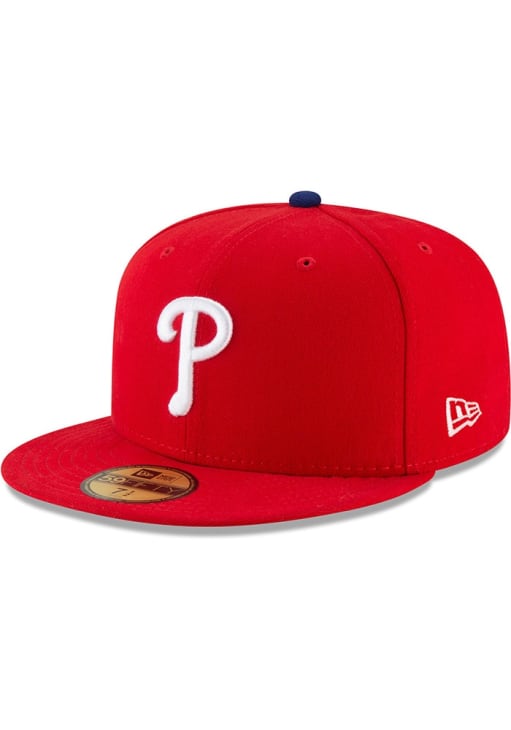 New Era Philadelphia Phillies Mens Red 2025 Game Post Season Side Patch 59FIFTY Fitted Hat