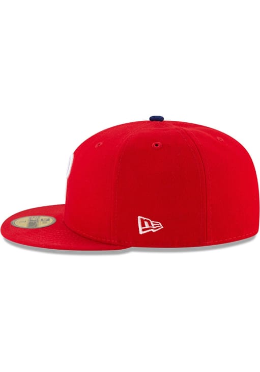 New Era Philadelphia Phillies Mens Red 2025 Game Post Season Side Patch 59FIFTY Fitted Hat
