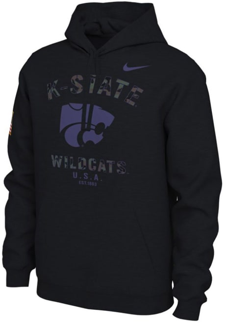 Mens K-State Wildcats Black Nike Camo Veterans Day Hooded Sweatshirt