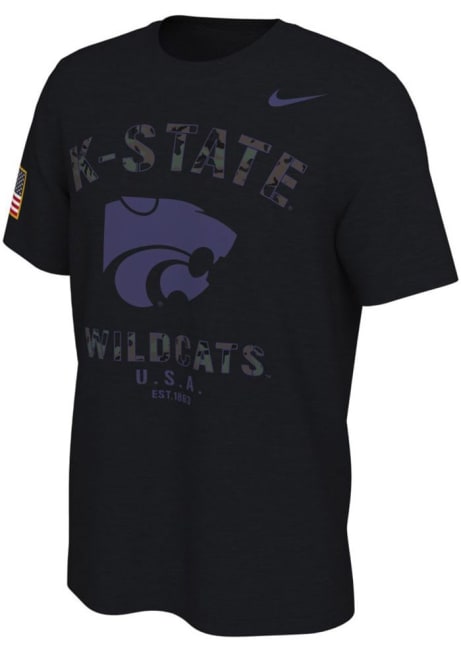 K-State Wildcats Black Nike Camo Veterans Day Short Sleeve T Shirt