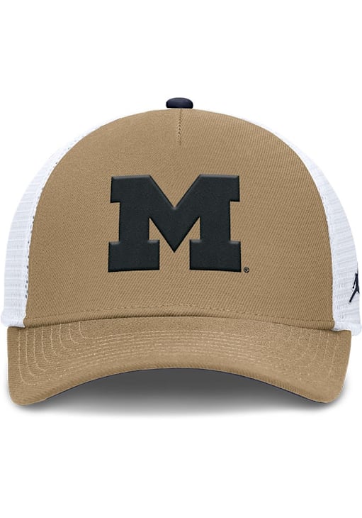Nike Michigan Wolverines Academic Structured Rise Trucker Adjustable Hat - Khaki