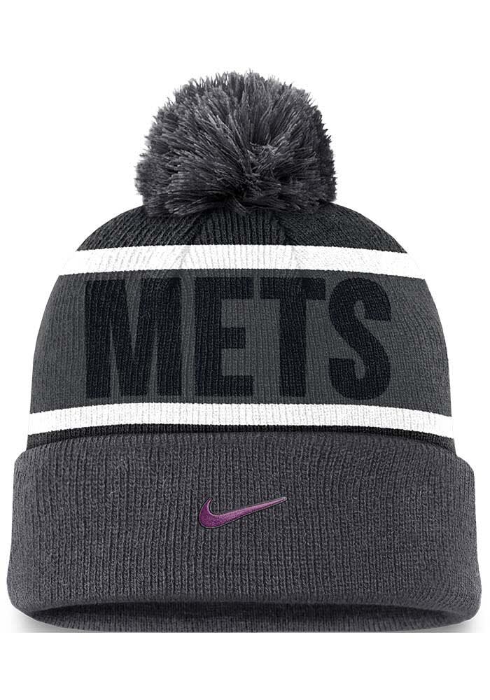 New York Mets Nike GREY City Connect Crown Stripe Peak Cuff Pom