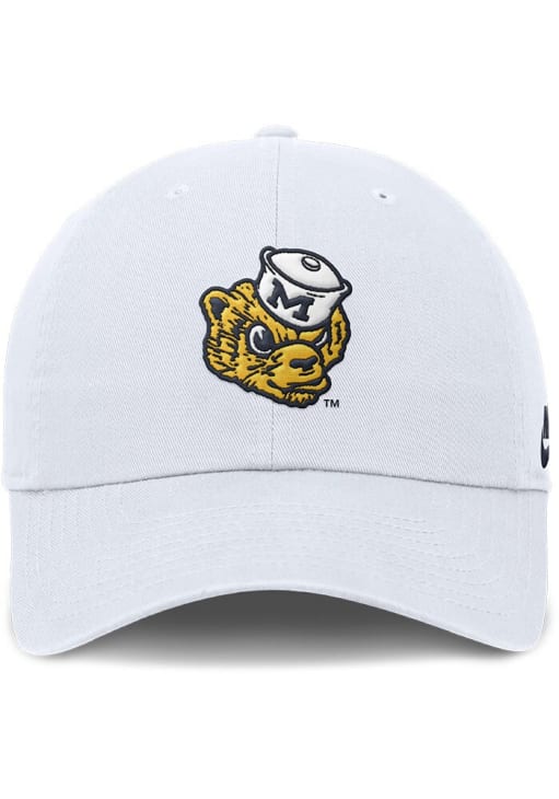 Nike Michigan Wolverines Dri-Fit Club Unstructured Swoosh Adjustable Hat - White