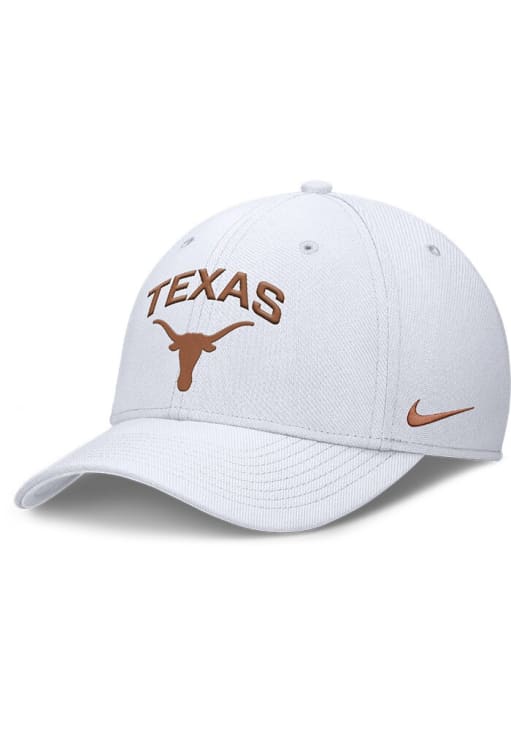 Nike Texas Longhorns Mens White NIKE DRI-FIT RISE GAMEDAY STRUCTURED SWOOSHFLEX CAP Flex Hat