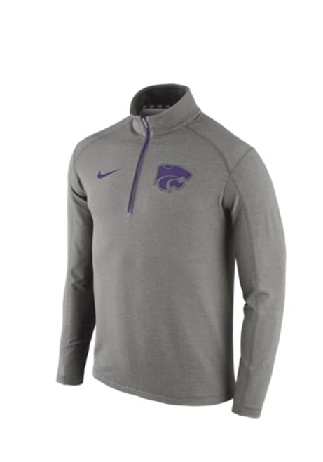 Mens K-State Wildcats Grey Nike Game Day Knit Top 1/4 Zip Pullover