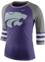 Nike K-State Wildcats Womens Stipe Sleeve Raglan Purple T-Shirt