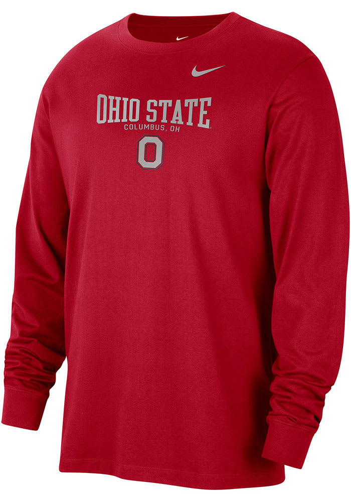 Nike Ohio State Buckeyes Red Cotton Classic Long Sleeve T Shirt Red 50 Cotton 50 POLYESTER Size XL