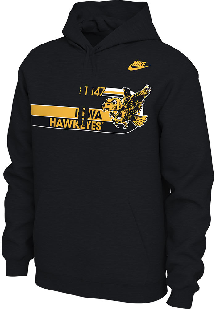 Nike Mens BLACK Iowa Hawkeyes Vault Logo Hoodie