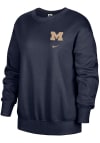 Main image for Nike Michigan Wolverines Womens Navy Blue Fleece Oversized Crew Crew Sweatshirt