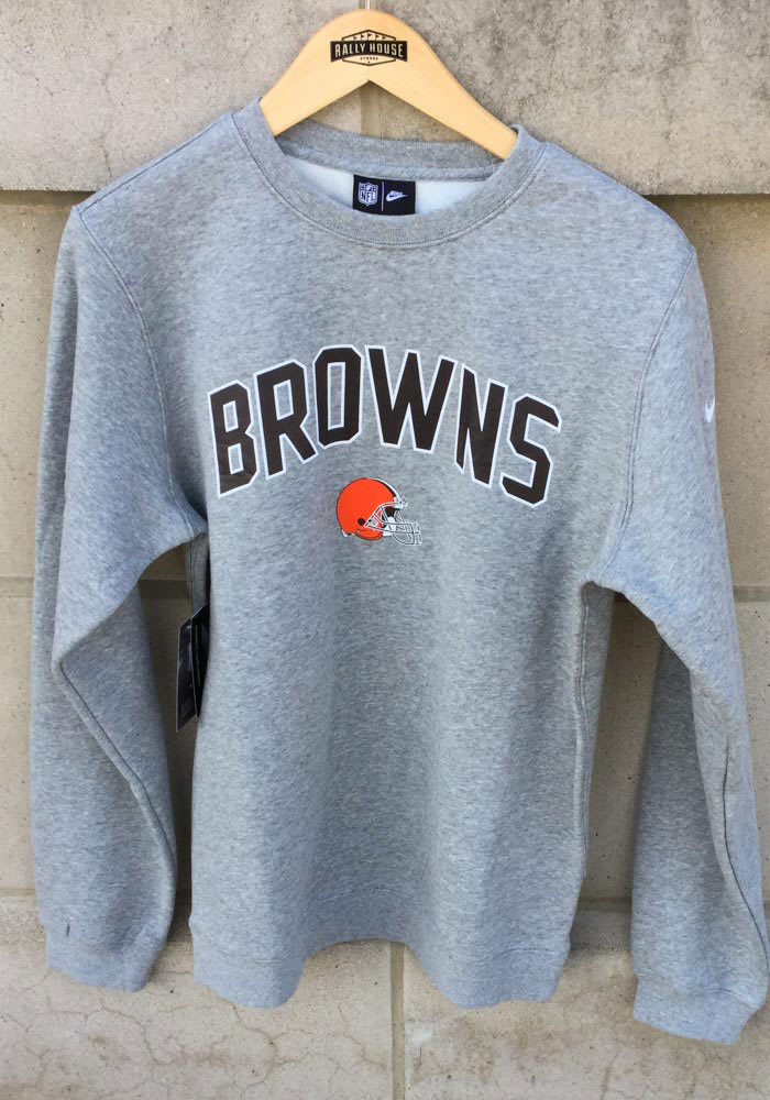 Official New Era Cleveland Browns Logo Grey Pullover Hoodie A1073_B77  A1073_B77 A1073_B77