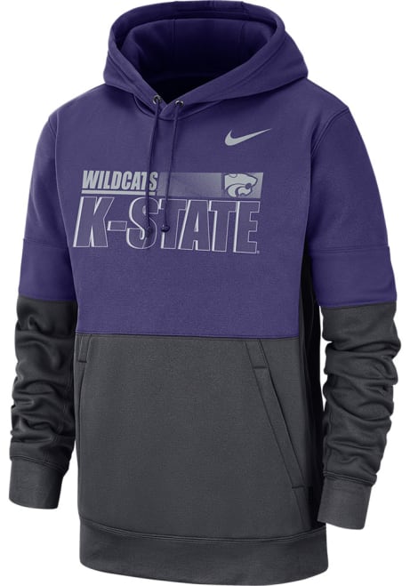 Mens K-State Wildcats Purple Nike Therma Pullover Long Sleeve Hoodie