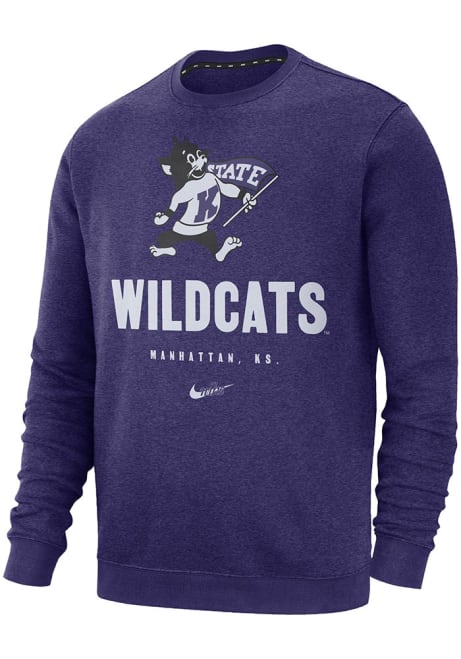 Mens K-State Wildcats Purple Nike Club Vault Crew Sweatshirt