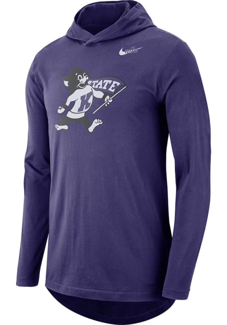 Mens K-State Wildcats Purple Nike Retro Tee Hooded Sweatshirt