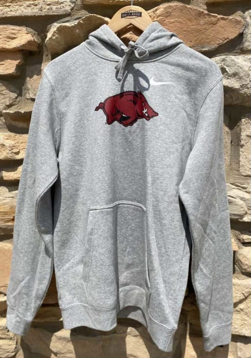 Nike Arkansas Razorbacks Club Fleece Logo Hoodie - Grey