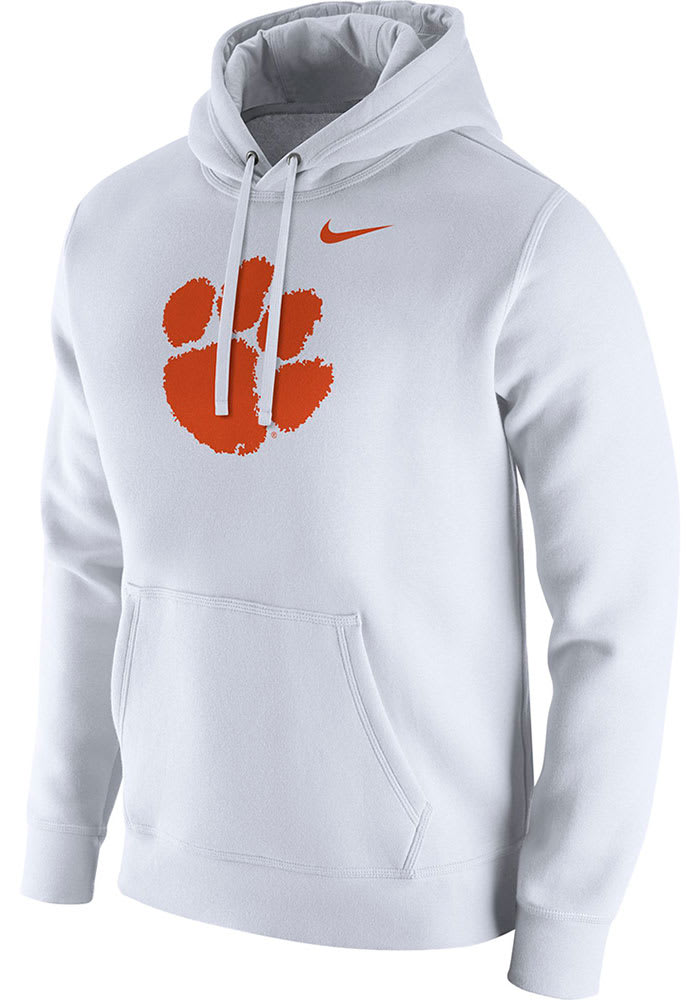 Nike Clemson Tigers Club Fleece Logo Hoodie White